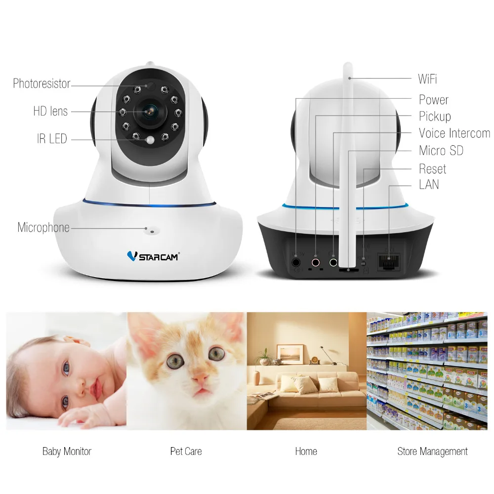 VStarcam IP Kамерa 720P Wireless видеонаблюдение Обнаружение движения Двухстороннее аудио