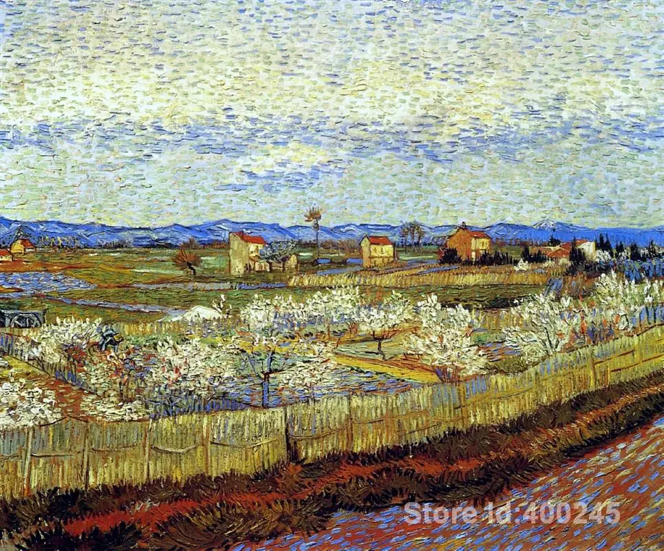 

Hand painting art Peach Trees in Blossom of Vincent Van Gogh reproduction oil Canvas Handmade High quality