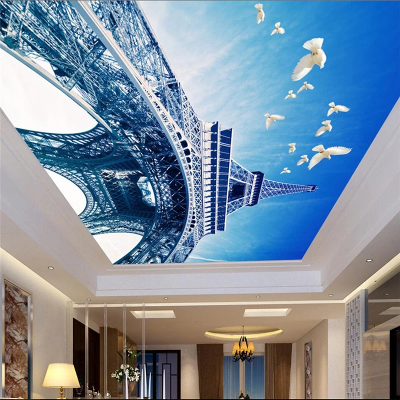 Beibehang синее небо голубь Эйфелева железная потолочная Зенит Настенная роспись на
