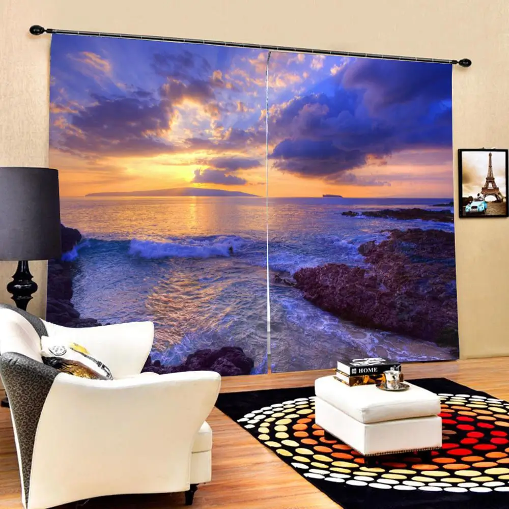 Красивые пейзажные занавески s закат Риф Морской пейзаж занавес спальня гостиная