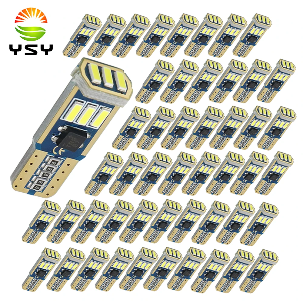 YSY 50x T10 W5W Светодиодная Лампа 194 9smd 4014 авто автомобиль t10 led 168 номерных знаков купол