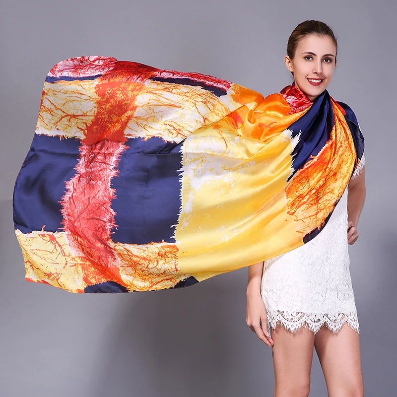 

[FEILEDIS]2017 Art Deco silk scarf beach sunscreen scarf lady multi-purpose decorative shawl FD086