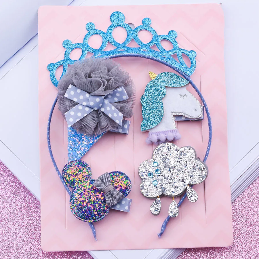 5piece/set Unicorn Hair Accessories Bobby Pins Clips Princess Headband Children Girls Ponytail Holders | Детская одежда и обувь