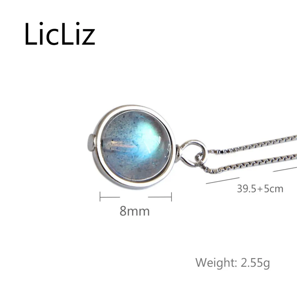 LicLiz, новинка, 925 пробы, серебро, натуральный лунный камень, подвеска, ожерелье для женщин, новинка, белое золото, ювелирная шкатулка, цепочка, подвеска, LN0439