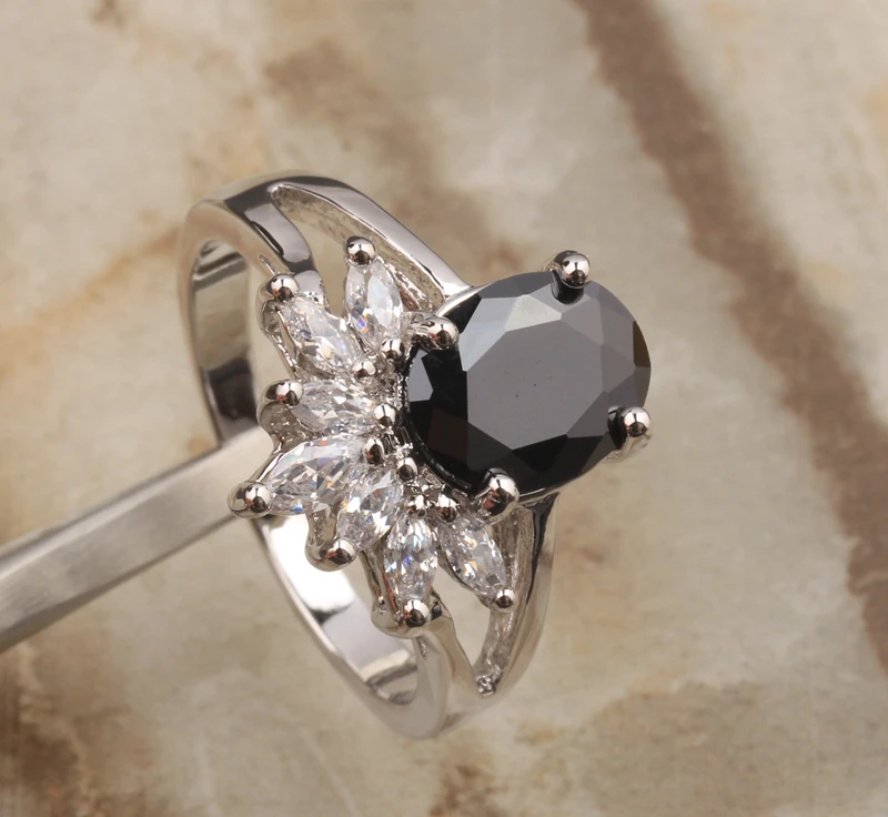 Дорого черный оникс Белый Цирконий 925 стерлингового серебра Мода партии Jewelrys