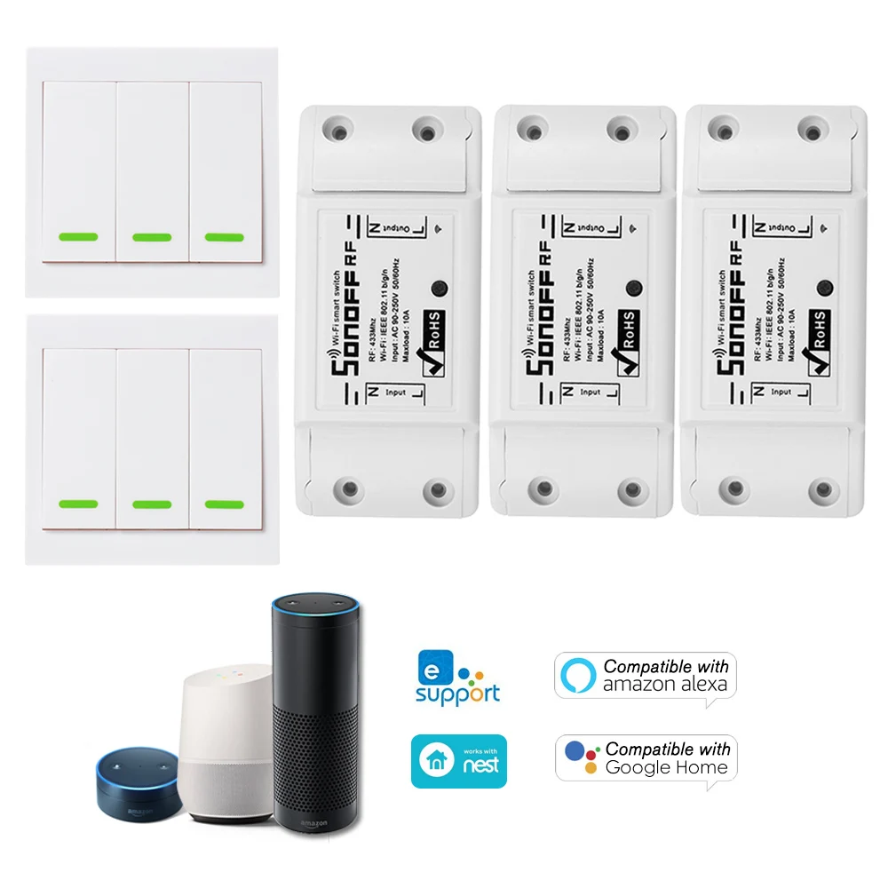 Смарт выключатель SONOFF RF Wi Fi RFWireless 433 МГц 3 шт.|Пульты ДУ| |