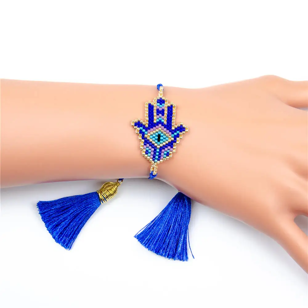 Go2boho Турецкий Дурной глаз браслет Миюки мексиканские браслеты модные руки Хамса