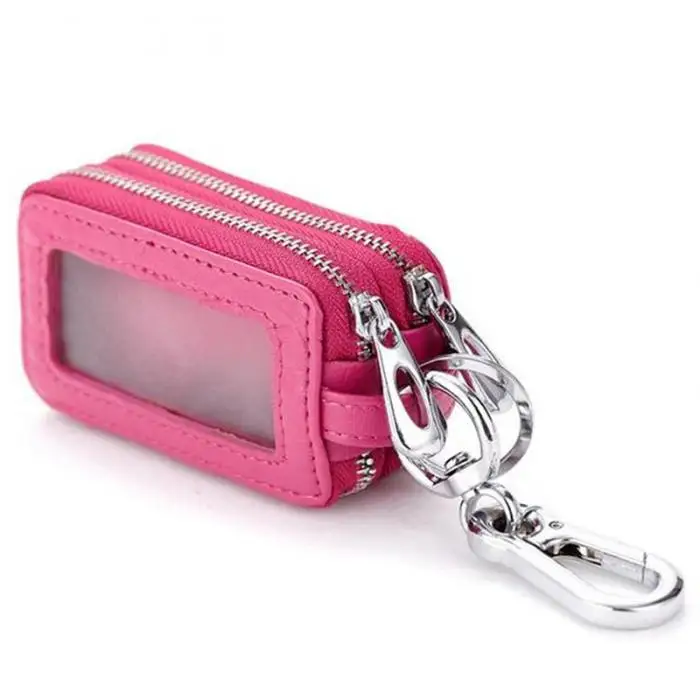 Carkey двойные молнии для женщин и мужчин Многофункциональный натуральная кожа сумка держатель для ключей Брелоки для монет кошелек-OPK