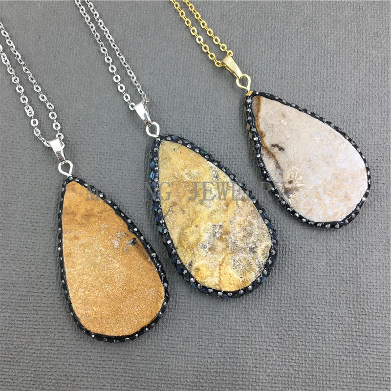 MY1024 КАПЛЕВИДНАЯ Подвеска из хризантем инкрустированная стразами абалона