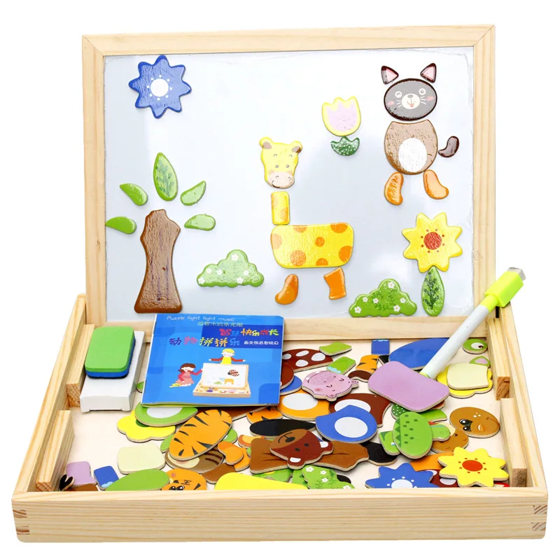 

MWZ Multifunctional Drawing Board Wooden Toys Educational Magnetic Puzzle Animal Chinese Zodiac Children Kids Jigsaw Toys Gifts