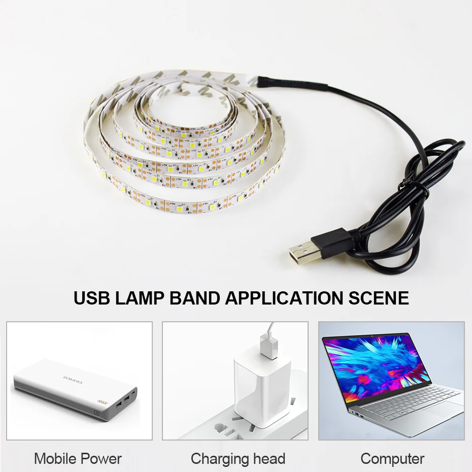 50 см 1 м 2 3 4 5 В USB кабель Светодиодная лента лампа SMD 3528 настенный стол Декор