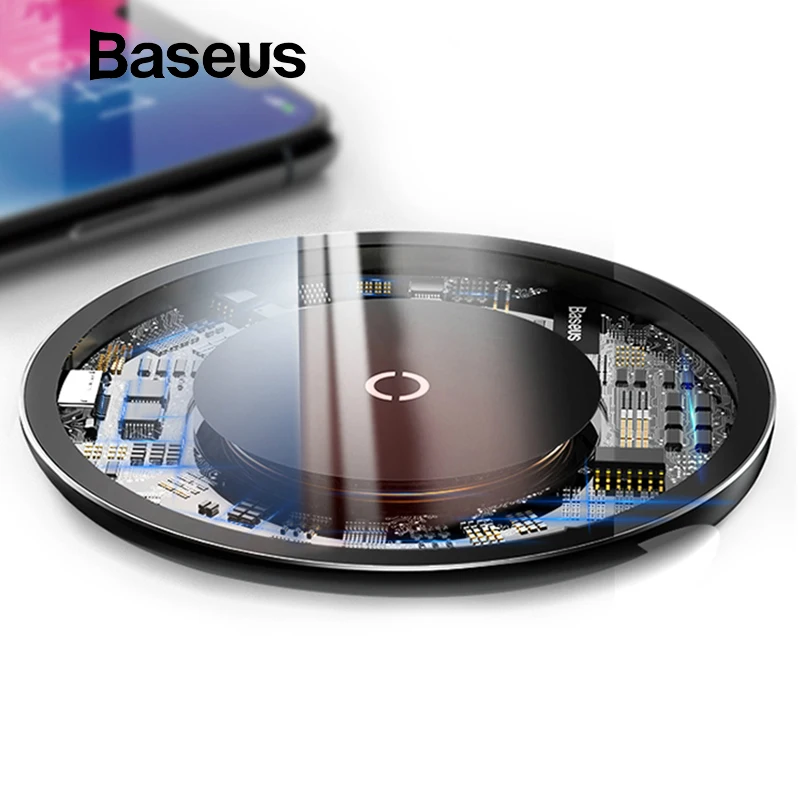 Baseus 10 W Qi Беспроводной Зарядное устройство для iPhone X/XS Max XR 8 8 плюс Видимый быстро Беспроводной зарядного устройства для samsung S8 S9/S9+ примечание 9 8