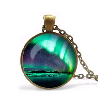 steampunk northern lights pendant northern lights necklace glass dome pendant necklace men women gift chain free shipping chains