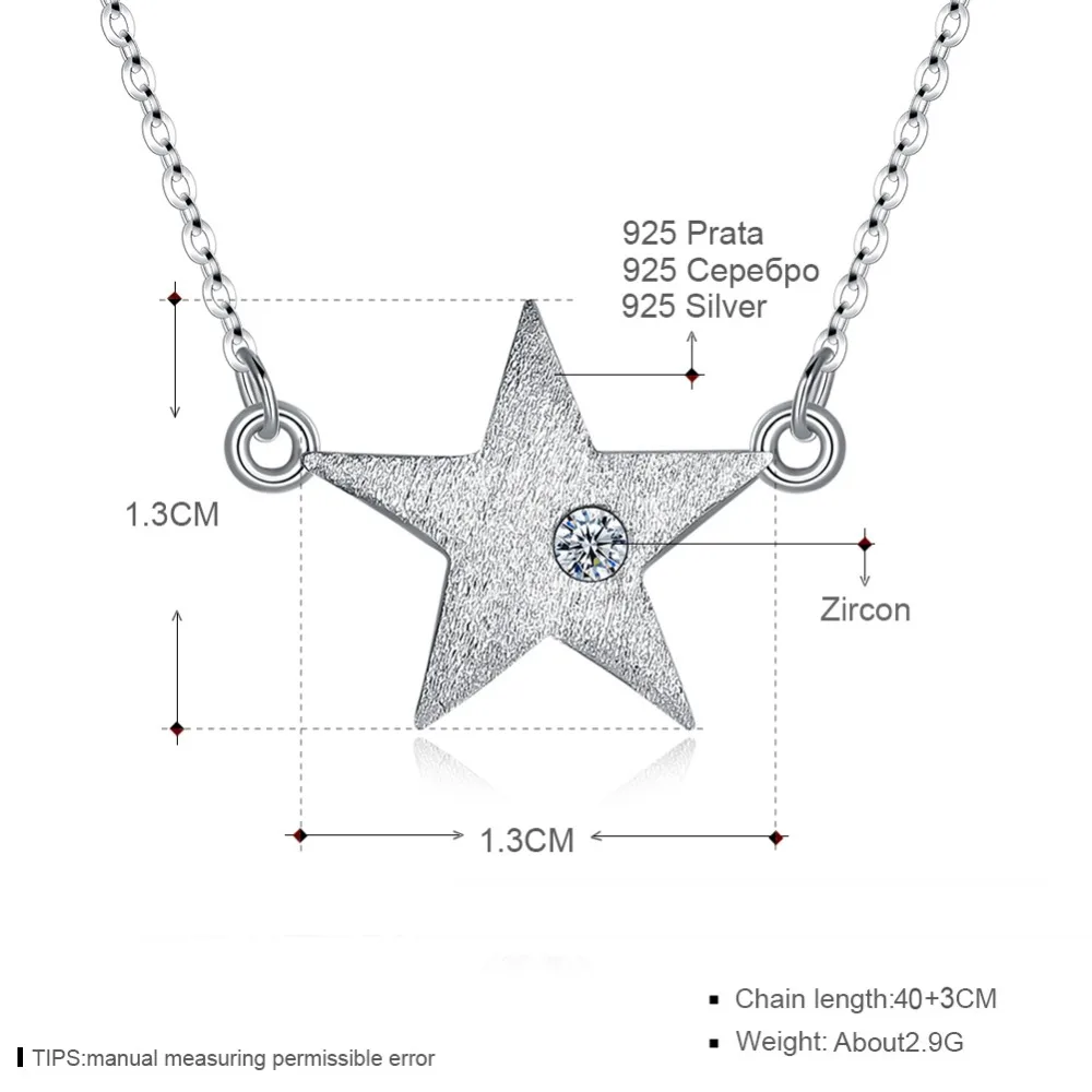 Грейс моменты простой Big Star 925 стерлингов Серебряные ожерелья Мода Zircon Для женщин
