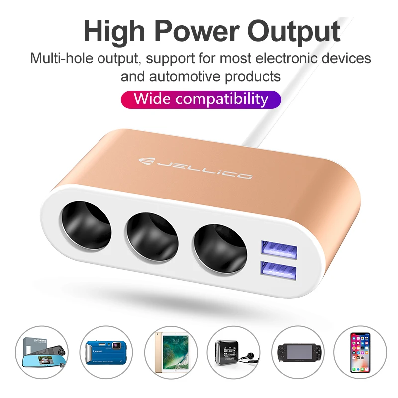 Jellico 3 1 а прикуривателя и 2 USB быстрой зарядки для Iphone X 8 7 Plus Samsung S9 S8 мобильных