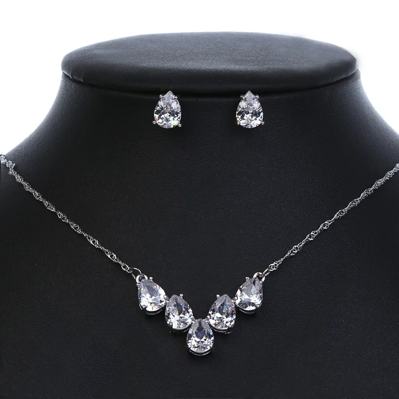 SLBRIDAL Wedding Cubic Zirconia Jewelry Set Bridal CZ Necklace Earring Banquet Party Women Girls Fashion | Украшения и аксессуары