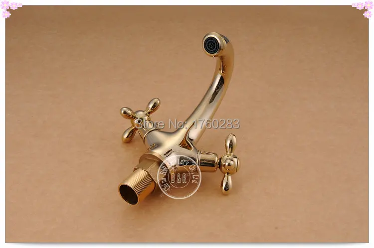 Freeshipping B&ampR Fashionable Tap Bathroom Gold Mixer Double handles Single hole Surface Mounted faucet BR-11109 tap glass bar si |