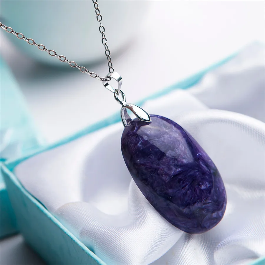  Драгоценные Природный Фиолетовый Чароит Gemstone женщина Цепочки и ожерелья