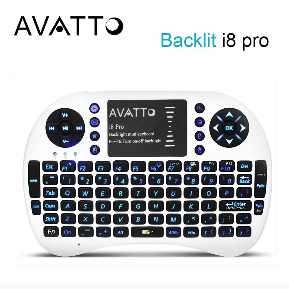 [AVATTO] Испанский/английский i8 Pro подсветкой 2 4 г беспроводной мини клавиатура