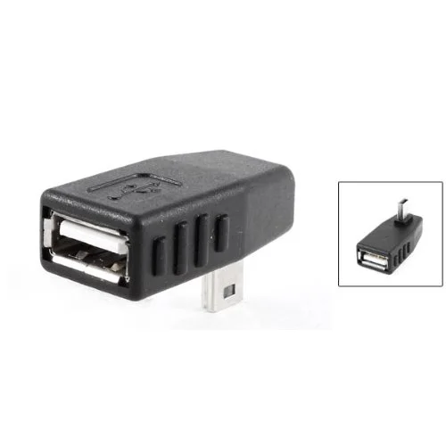 Черный разъем USB 2 0 типа A для Mini B 5 Pin Male 90 градусов адаптера Female Plug Right |
