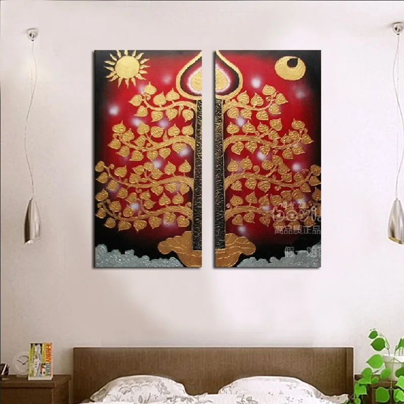 Современная Абстрактная модная картина маслом на холсте солнце и луна bodhi Дерево