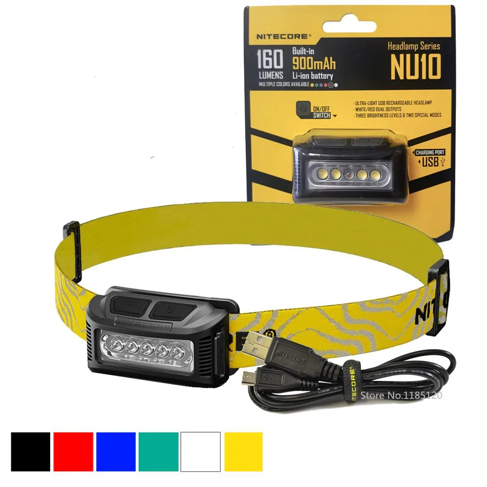 Налобный мини светильник NITECORE NU10 высокопроизводительный светодиодный красного