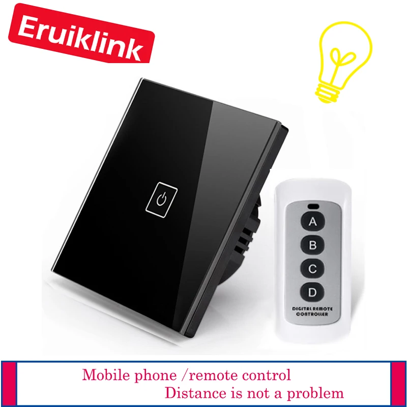 Eruiklink Fernbedienung Touch Schalter AC110-22OV стандарт ЕС 86*86 мм Kristall Glas панель сенсорная палочка Licht