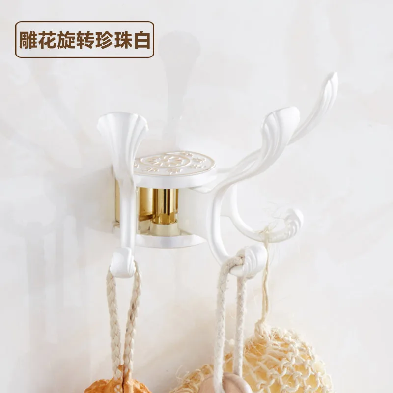

Free shipping rotatable luxury Europe bathroom towel hook bedroom wall coat hat hook Gold finih clothes hanger