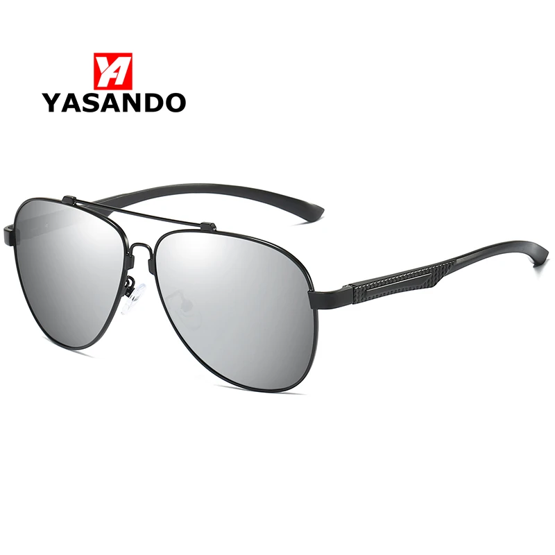 Men's Polarized Sunglasses Memory Frame YASANDO Luxury Brand Classical Pilot Driving Eyewear UV400 Male All-fit Sun Glass XY130 |