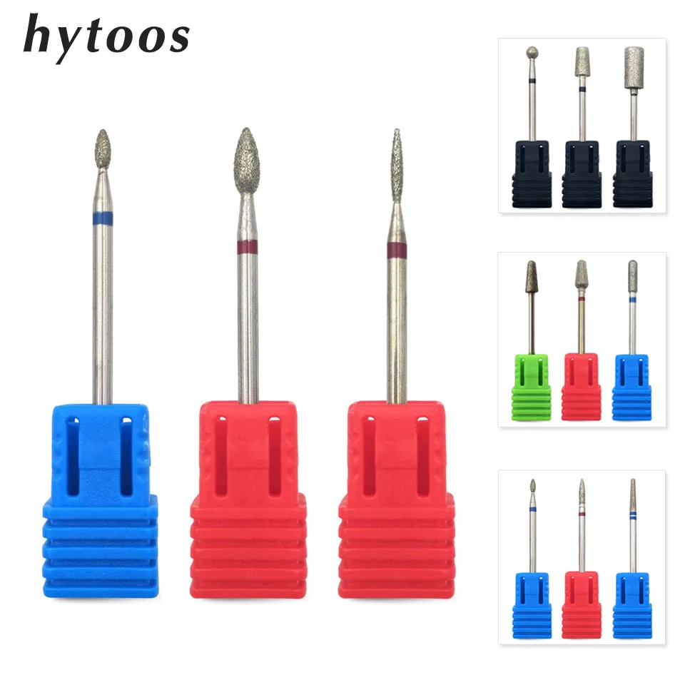 

HYTOOS 3Pcs/Set Diamond Nail Drill Bit Set 3/32" Rotary Burr Cuticle Clean Manicure Bits Nail Drill Accessories Manicure Cutter