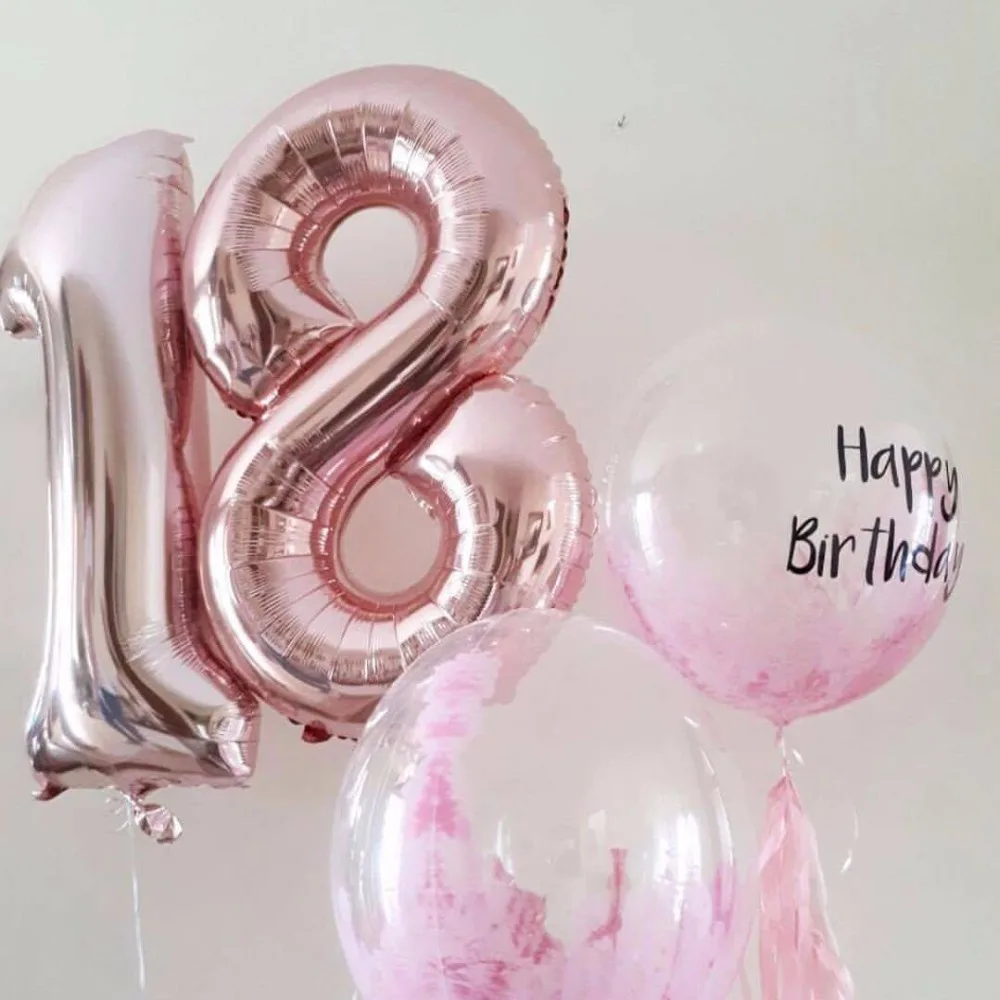 2 шт. 32/40 дюймовый тонкий розовое золото номер Фольга гелиевые шары congratulate18 20 30 50 лет взрослых день рождения Декор поставки