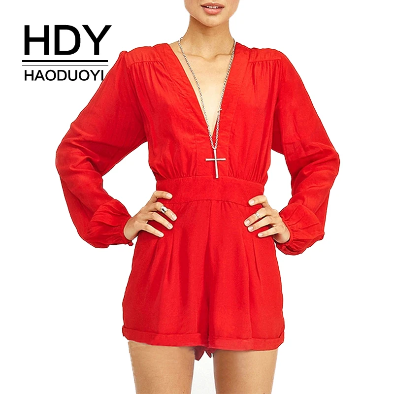 Женский комбинезон HDY Haoduoyi свободные шорты с поясом и коротким рукавом лето