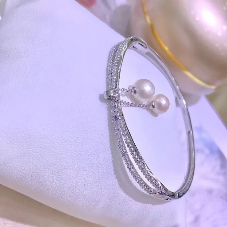 

Браслет с жемчугом из стерлингового серебра 925 пробы, модный красивый регулируемый браслет, фурнитура для ювелирных изделий, аксессуары