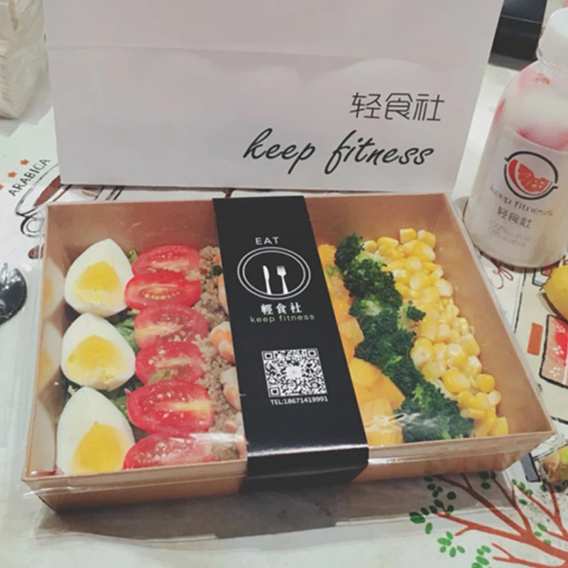 300 шт./лот коробка из крафт бумаги для пищевых продуктов одноразовая