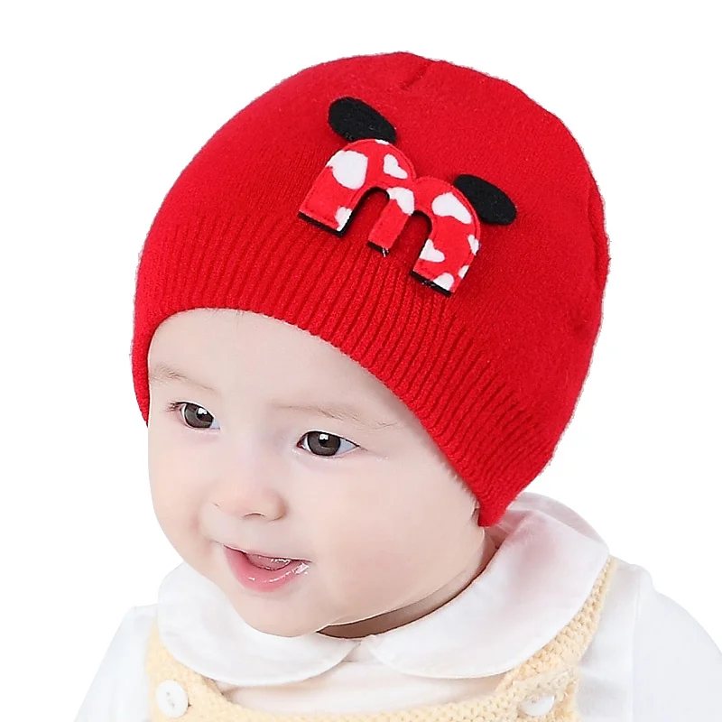 Однотонная детская шапка хлопок вязаная крючком шапочка теплая зимняя для