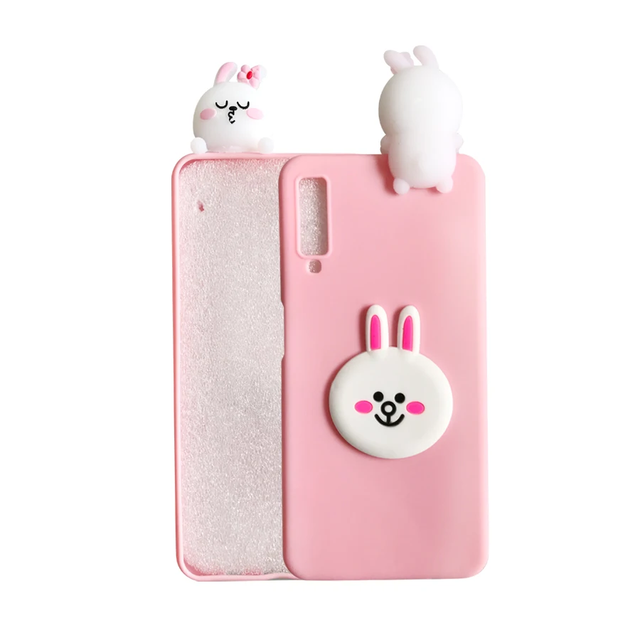 For Samsung Galaxy A6 A7 A8 A9 2018 case 3D Unicorn Bear Panda Soft Silicone cover A750 A9S Plus |