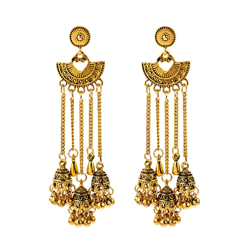 Классические этнические геометрические кисточка на длинной цепочке Jhumka