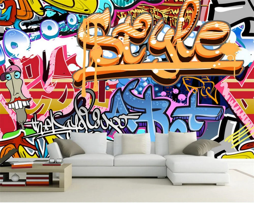 

Custom 3d mural colorful rock graffiti bar KTV tooling room living room sofa background wall murals wallpaper Beibehang