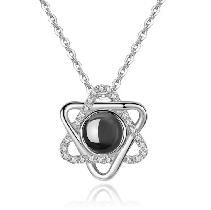 6 Dropshipping Rose Gold&Silver 100 languages I love you Projection Pendant Necklace Letter Love Memory Wedding Necklace - Окраска металла: 6