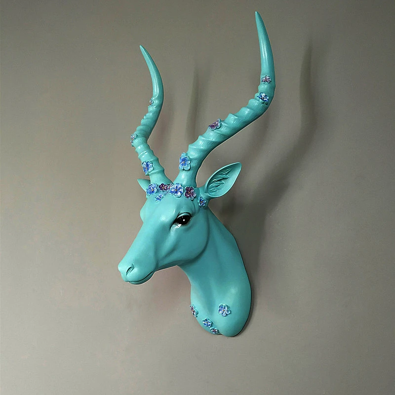 deer statue 2 3D голова оленя статуя украшение для дома аксессуары животное абстрактная скульптура настенный Декор статуя лося Гостиная Фреска Искусство ремесло - Цвет: deer statue 2
