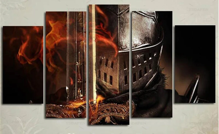 5 Панель Dark Souls фильм Плакаты Moderne дома муур Декор Schilderen холст Книги по искусству HD