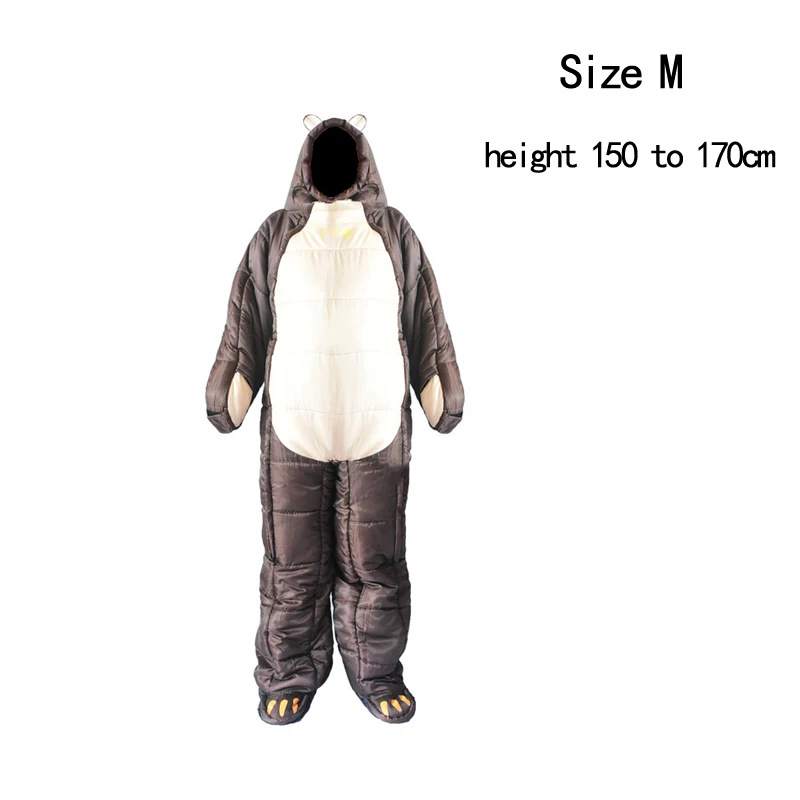 Size M 150 to 170cm Патент продукта коричневый медведь гуманоид спальный мешок человеческого тела типа Мумия Кемпинг Ночной отдых постельные принадлежности ленивый спальный мешок - Цвет: Size M 150 to 170cm