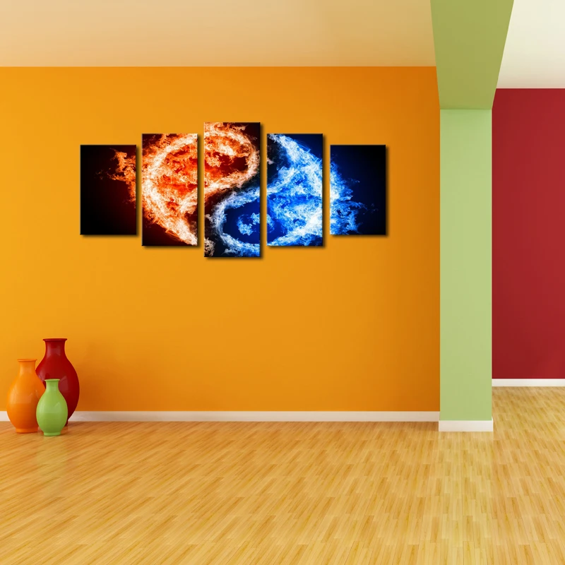 5 панелей (без рамки) холст искусство на стену красочные Тай Чи картины Краска