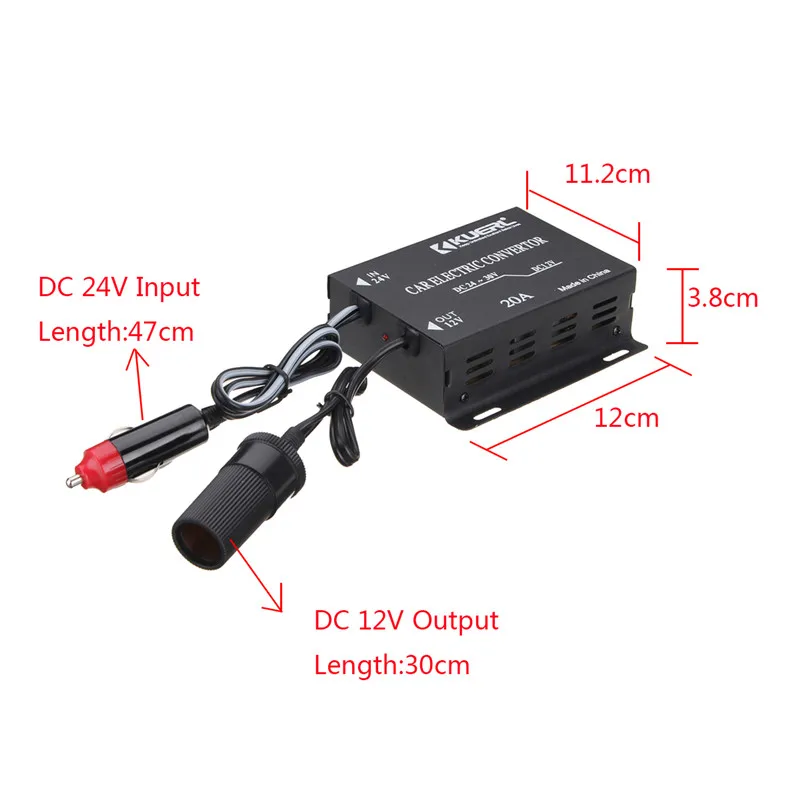 DC 24 V к DC 12 V автомобильный блок питания Электрический переходник Инвертор Трансформатор 20A DC 12 V инверсор адаптер алюминиевый сплав