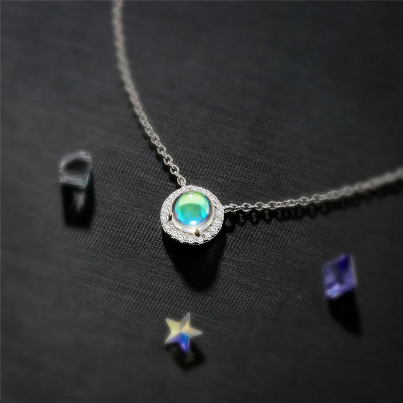 ROXI Moonstone колье ожерелье модное розовое золото/серебро Цвет Подвеска из камня и хрусталя ожерелье женское Ювелирное колье femme