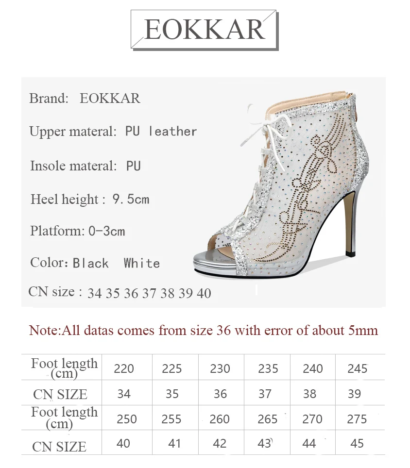 

Eokkar 2019 Elegant Sequins Ladies Thin High Heel Stiletto Pumps Shoes Peep Toe Sexy Zipper Black Shoes For Women Big Size 34-40