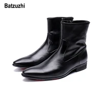 batzuzhi autumn winter boots men short black soft leather dress boots men zapatos de hombre cowboy safty knight botas hombre 12