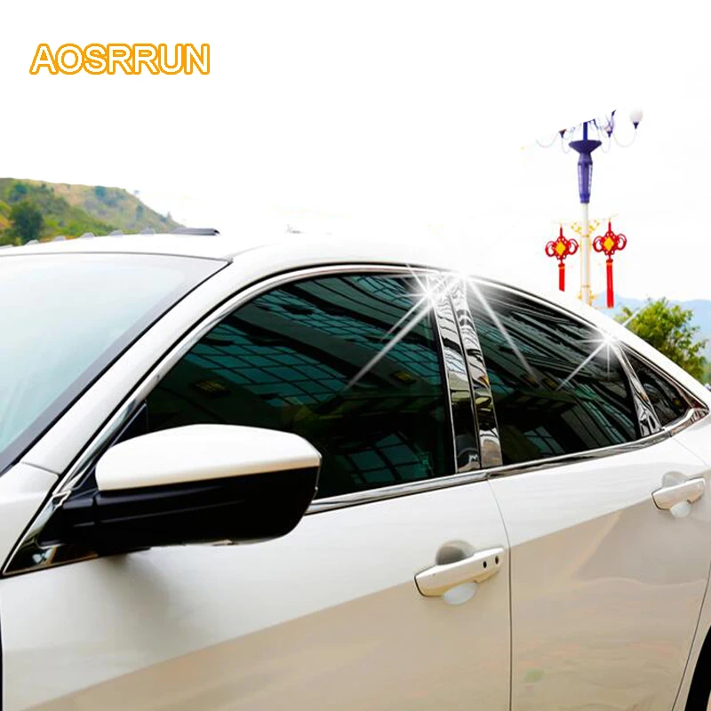 AOSRRUN окно колонны из нержавеющей стали украшено крышкой окна автомобильные
