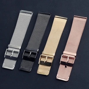 4 цвета 20 мм сетчатый ремень из нержавеющей стали ремешки для часов розовое золото серебро черный ремешок для часов женский мужской браслет Ремешки для наручных часов