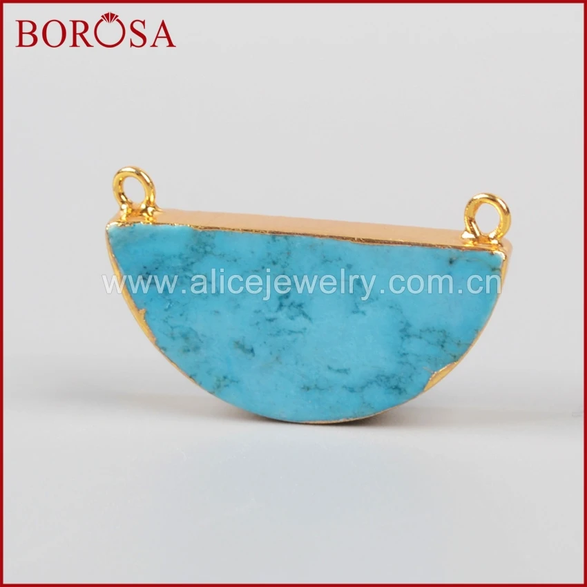 BOROSA 10 шт золотой цвет полумесяц синий Howlite камень соединитель натуральный